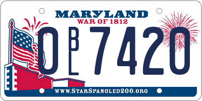 MD license plate 0BL7420