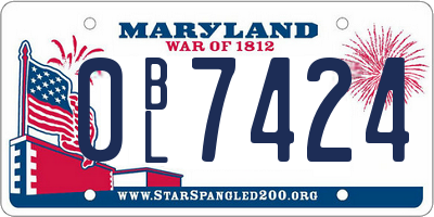 MD license plate 0BL7424