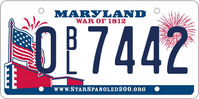MD license plate 0BL7442