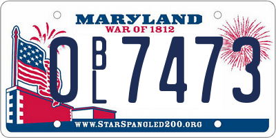 MD license plate 0BL7473