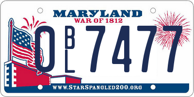MD license plate 0BL7477