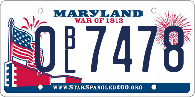 MD license plate 0BL7478