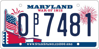 MD license plate 0BL7481