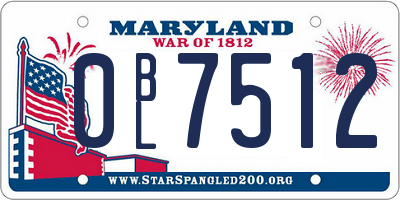 MD license plate 0BL7512
