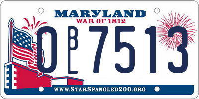 MD license plate 0BL7513