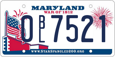MD license plate 0BL7521