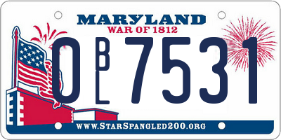 MD license plate 0BL7531