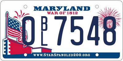 MD license plate 0BL7548