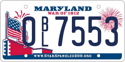 MD license plate 0BL7553