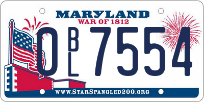 MD license plate 0BL7554