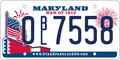 MD license plate 0BL7558