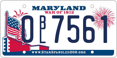 MD license plate 0BL7561