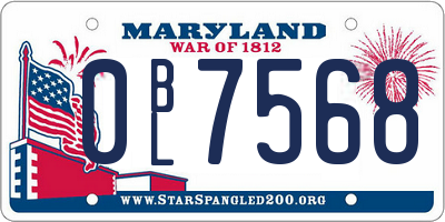 MD license plate 0BL7568