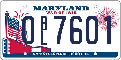 MD license plate 0BL7601