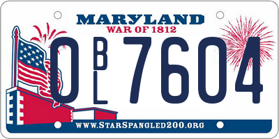 MD license plate 0BL7604