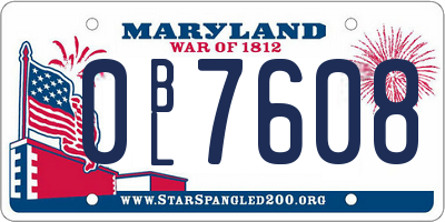MD license plate 0BL7608