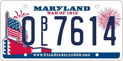 MD license plate 0BL7614