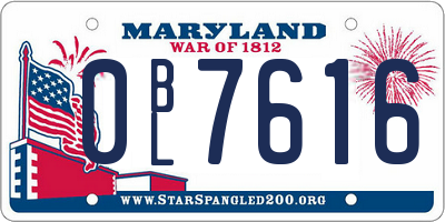 MD license plate 0BL7616