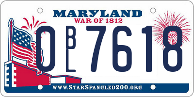 MD license plate 0BL7618