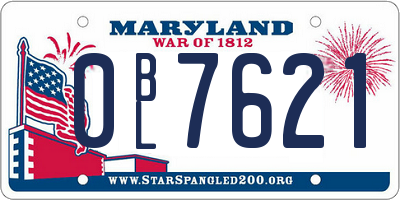 MD license plate 0BL7621