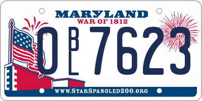 MD license plate 0BL7623
