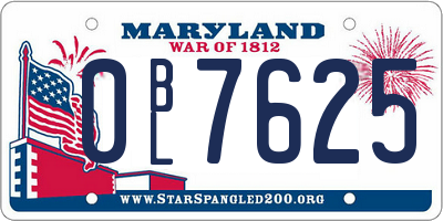 MD license plate 0BL7625