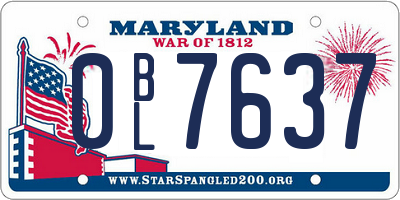 MD license plate 0BL7637