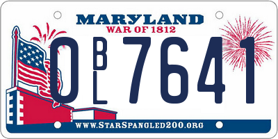 MD license plate 0BL7641
