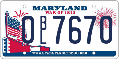 MD license plate 0BL7670