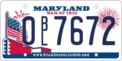 MD license plate 0BL7672