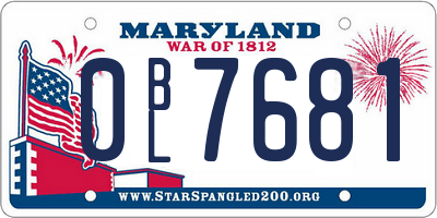 MD license plate 0BL7681