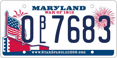 MD license plate 0BL7683