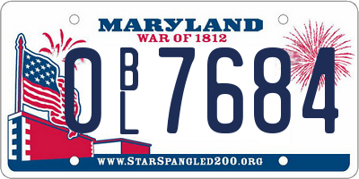 MD license plate 0BL7684