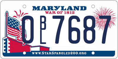 MD license plate 0BL7687