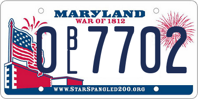 MD license plate 0BL7702