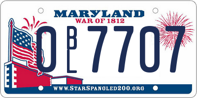 MD license plate 0BL7707