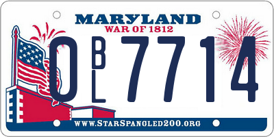 MD license plate 0BL7714