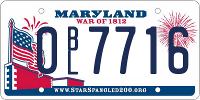 MD license plate 0BL7716