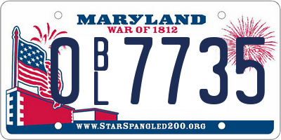 MD license plate 0BL7735