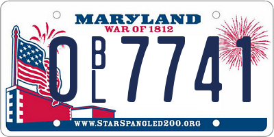 MD license plate 0BL7741