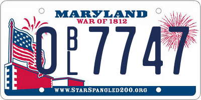 MD license plate 0BL7747