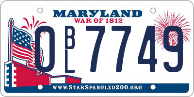 MD license plate 0BL7749