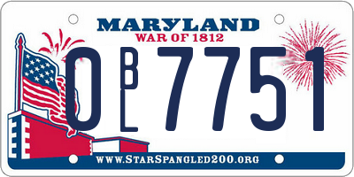 MD license plate 0BL7751