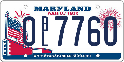 MD license plate 0BL7760