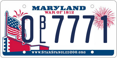 MD license plate 0BL7771