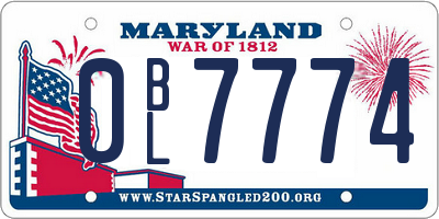 MD license plate 0BL7774