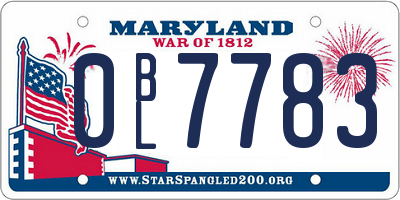MD license plate 0BL7783