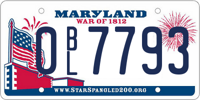 MD license plate 0BL7793