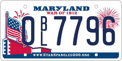 MD license plate 0BL7796
