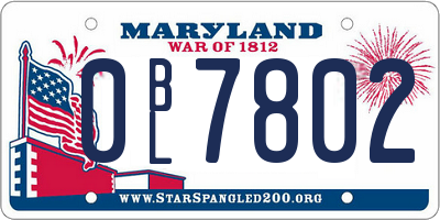 MD license plate 0BL7802